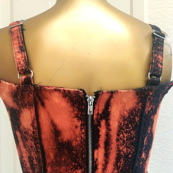 Tripp NYC Daang Goodman Tie-Dye Corset Top Black Orange Punk Goth Y2K Small - Picture 6 of 11